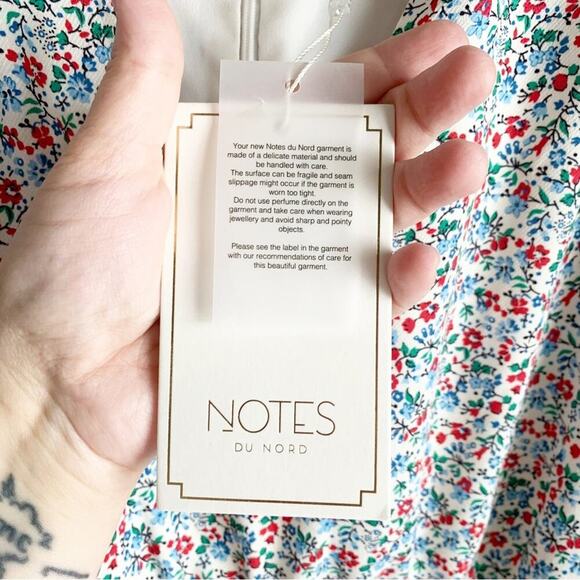 Notes Du Nord Naya Ruched Front Dress Flower Symphony NWT Asymmetrical Hem 8 - Picture 6 of 16